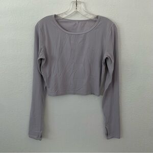 cropped lilac lululemon long sleeve top
